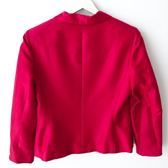 KASPER & COMPANY ASL Burgundy Silk Long Sleeve Jacket - Size 12 - Picture 3 of 8